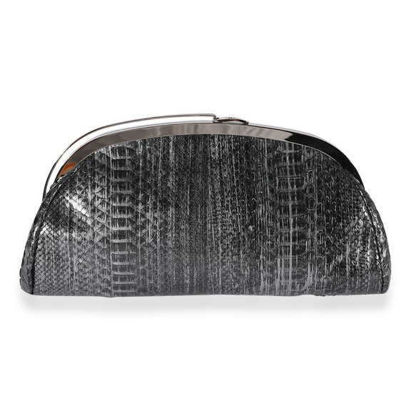 Chanel Gray Python Frame Clutch - Picture 3 of 7
